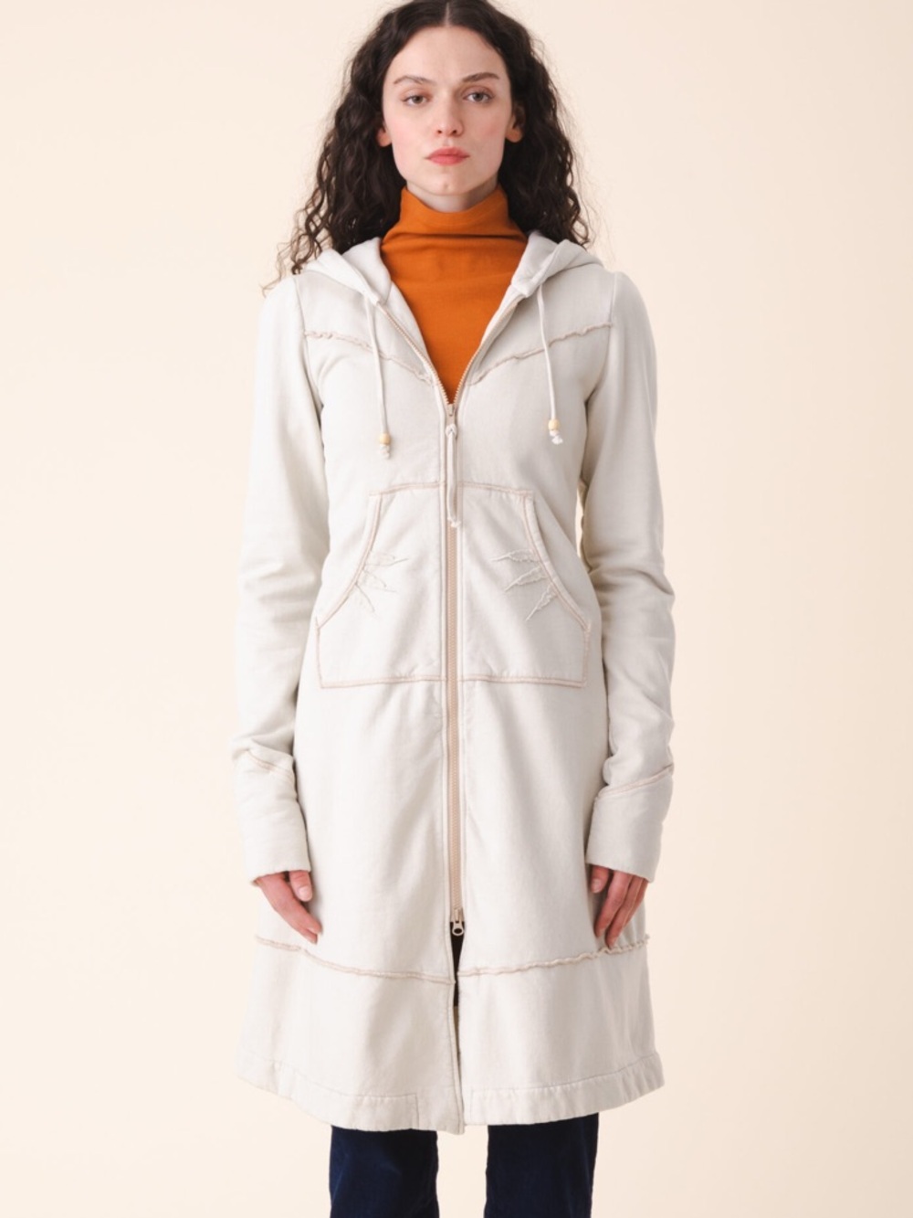 Prairie Underground Long Cloak Hoodie in Cream